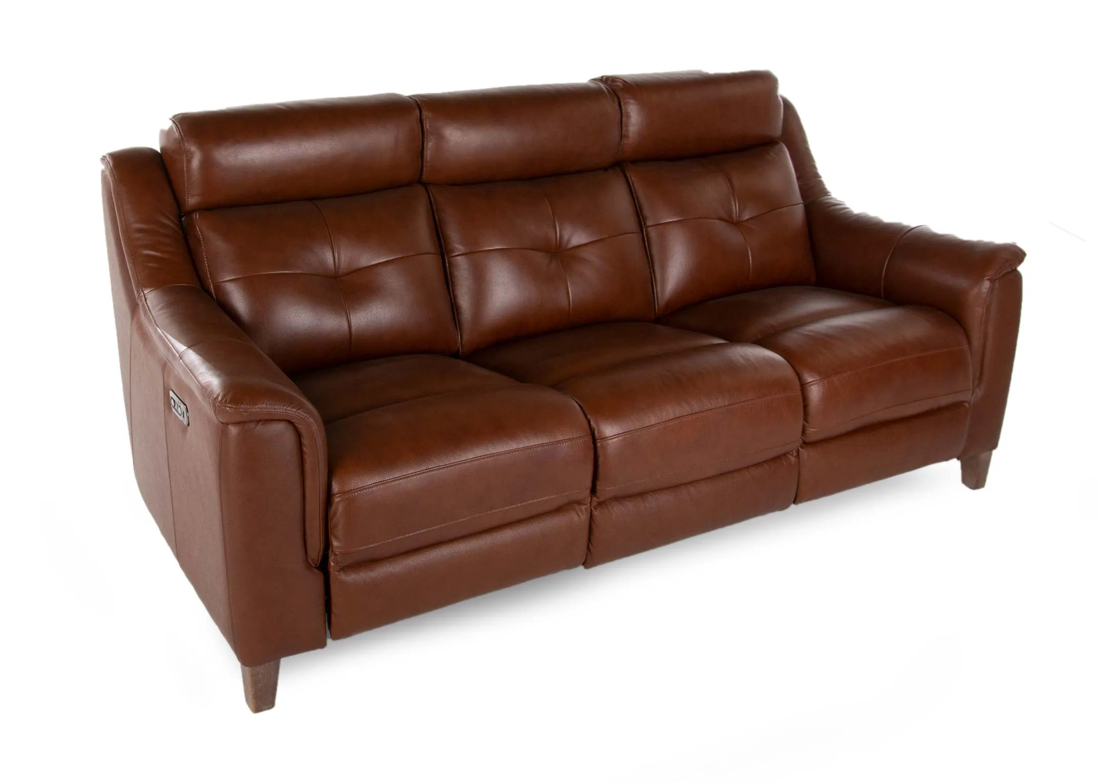 2 Seater Light Brown Leather Power Reclining Sofa Vantage EZ Living Furniture