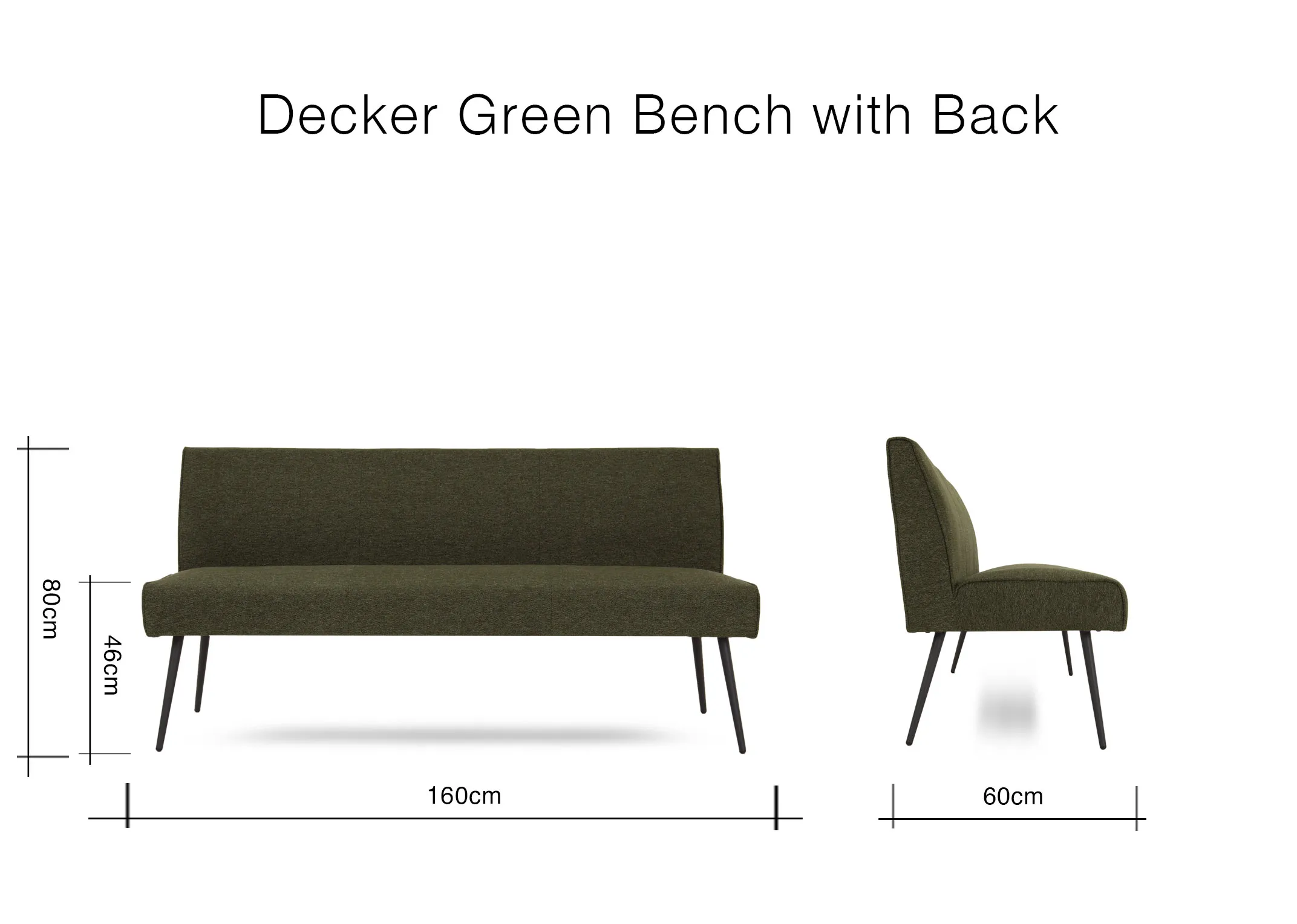 Green Fabric Dining Bench with Back - Decker - EZ Living Furniture