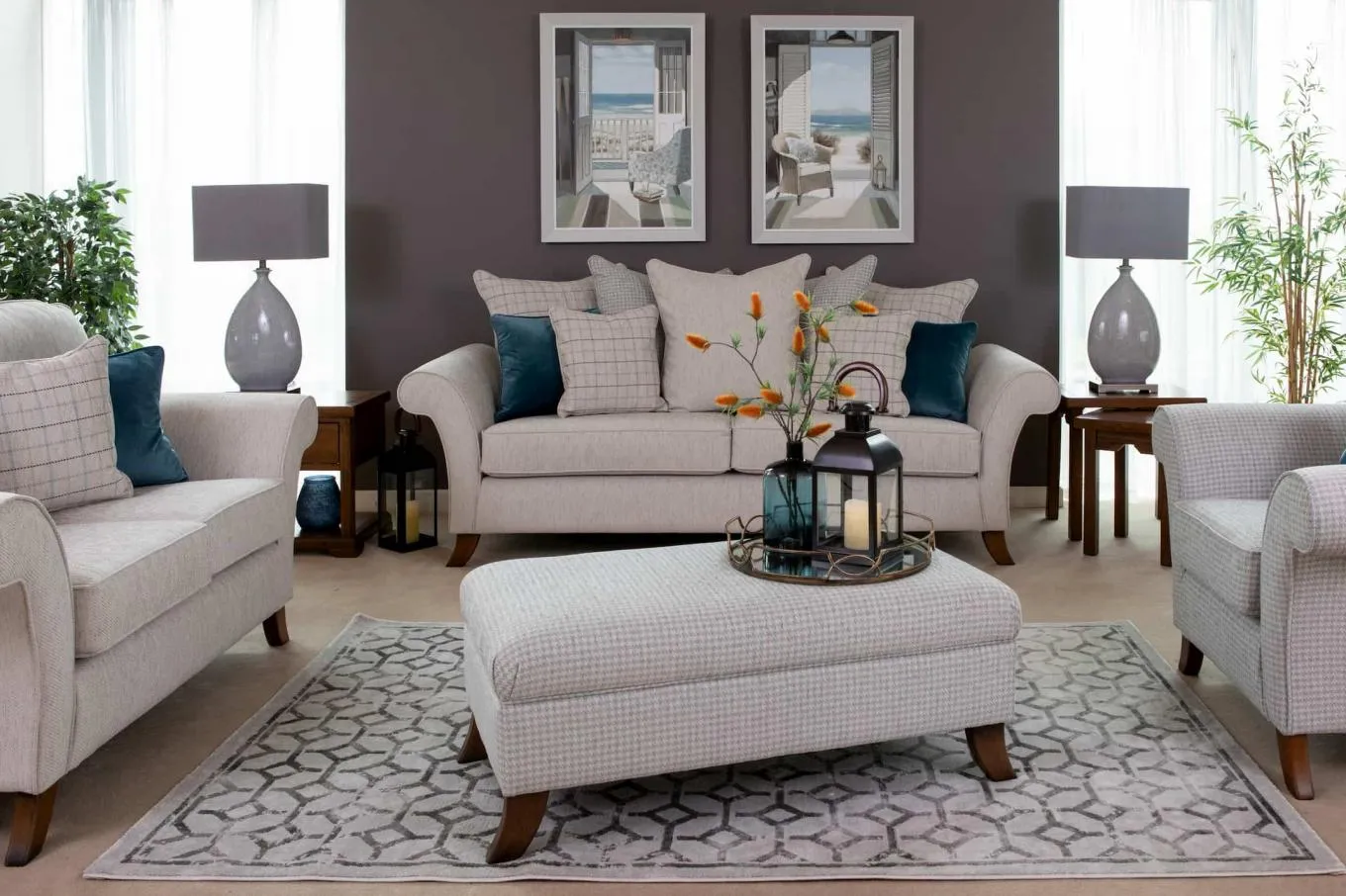 2 Seater Grey Fabric Foam Highback Sofa Lauren EZ Living Furniture